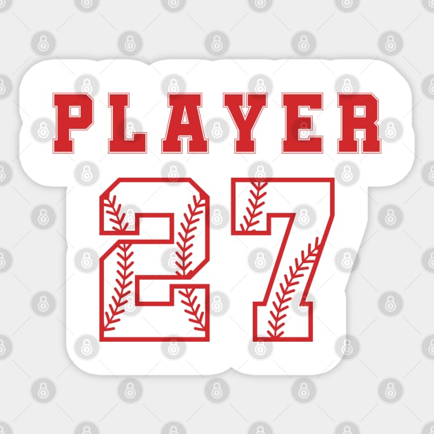 Baseball stitching number 27.Baseball Threads.Varsity number Sticker by designgoodstore_2